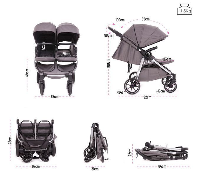 Прогулянкова коляска для двійні Baby Monsters EASY TWIN 4 5395 фото