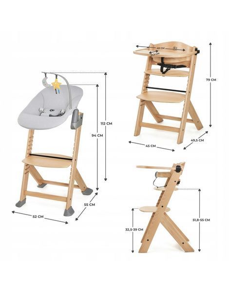 Стільчик для годування Kinderkraft Enock з шезлонгом Calmee 1152 фото