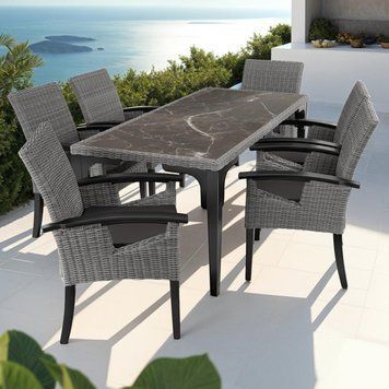 Ротанговий стіл з 6 стільцями Foggia Rosarno EcoGarden 4409 фото